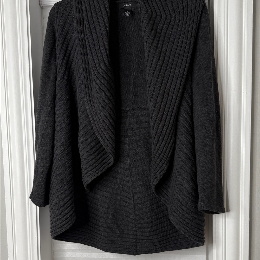 Alfani Grey Ribbed Cardigan - Picture 3 of 6